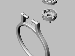Double Face Gemstone Ring 3D Print Model