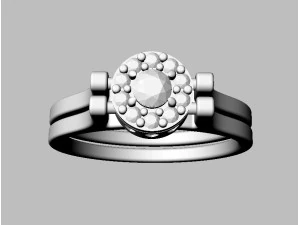 Double Face Gemstone Ring 3D Print Model