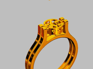 Double Face Gemstone Ring Model Cetak 3D