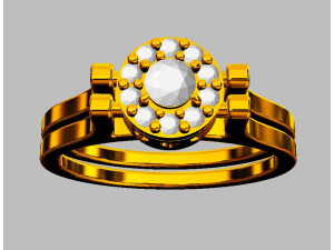 Double Face Gemstone Ring Model Cetak 3D