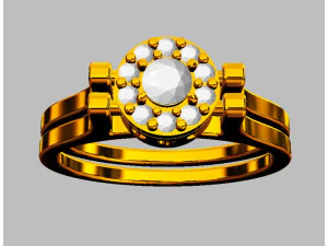 Double Face Gemstone Ring 3D Print Model