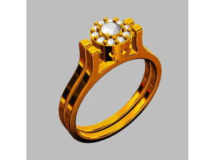Double Face Gemstone Ring 3D Print Model