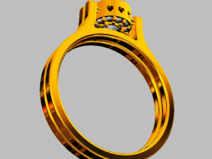 Double Face Gemstone Ring Model Cetak 3D