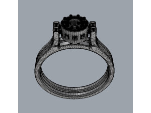 Double Face Gemstone Ring Model Cetak 3D