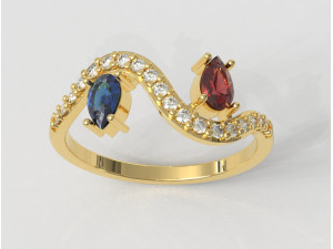 Two Stones Ring Modèles 3D en vedette