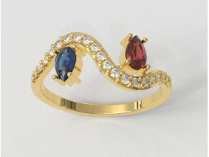 Anel de duas pedras Modelo de Impressão 3D