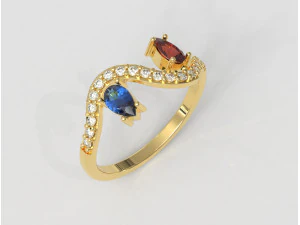 Two Stones Ring 3D Print Model