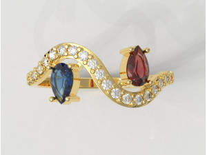 Two Stones Ring 3D Print Model