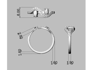 Two Stones Ring 3D Print Model