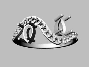 Two Stones Ring 3D Print Model