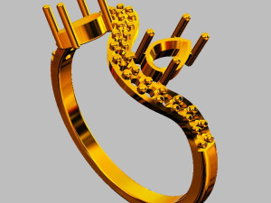 Two Stones Ring 3D Print Model
