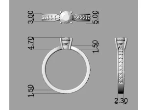 5mm Diamond Solitaire Ring 3D Print Model