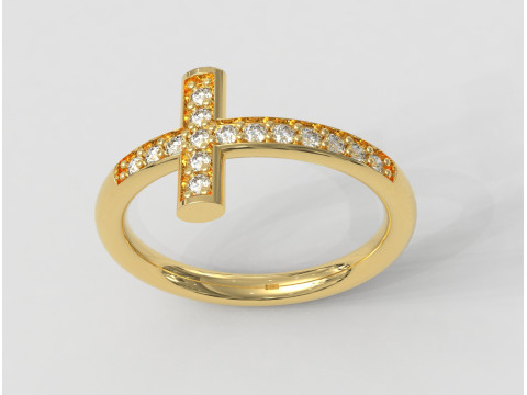 Cross Diamond Ring 3D Print Model