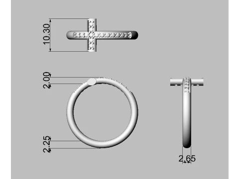 Cross Diamond Ring 3D Print Model