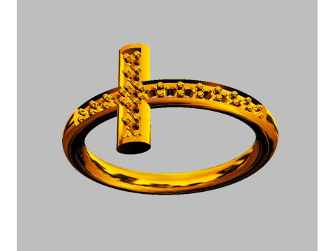 Cross Diamond Ring 3D Print Model