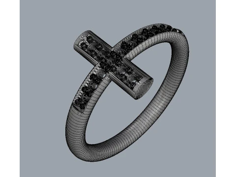 Cross Diamond Ring 3D Print Model