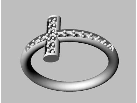 Cross Diamond Ring 3D Print Model