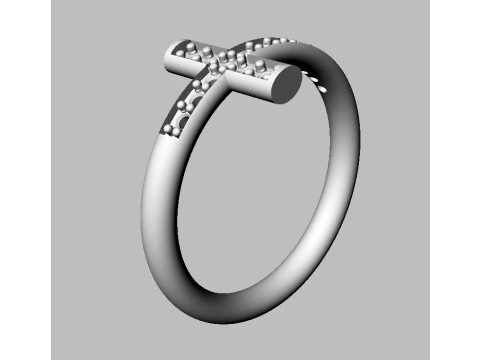 Cross Diamond Ring 3D Print Model
