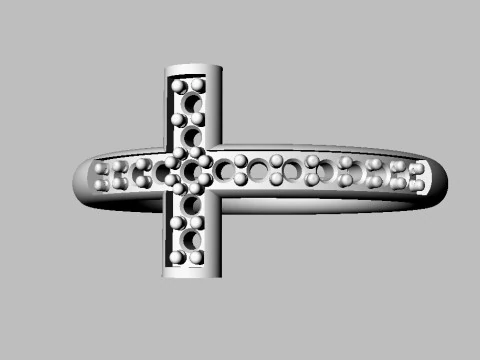 Cross Diamond Ring 3D Print Model
