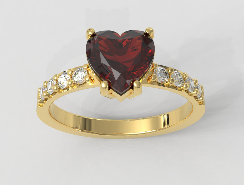 7mm Heart Gemstone Ring 3D Print Model .c4d .max .obj .3ds .fbx .stl .blend 