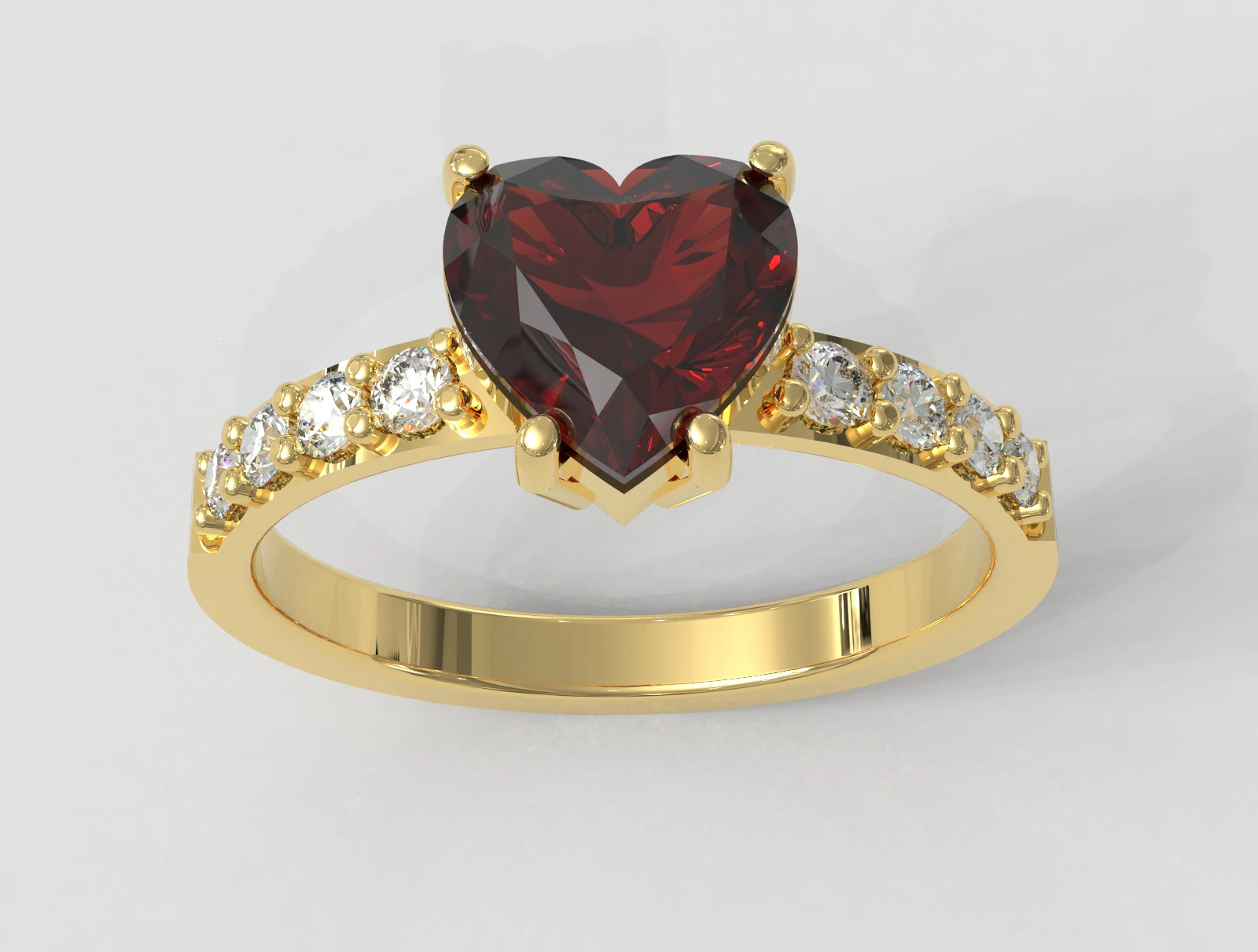 7mm Heart Gemstone Ring 3D Print Model .c4d .max .obj .3ds .fbx .stl .blend 