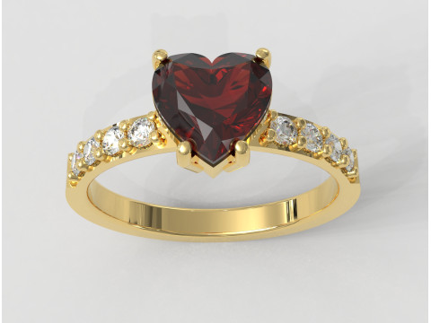 7mm Heart Gemstone Ring 3D Print Model
