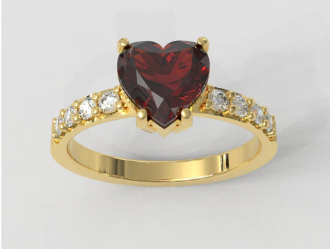 Anel de pedra preciosa de cora&ccedil;&atilde;o de 7 mm Modelo de Impressão 3D