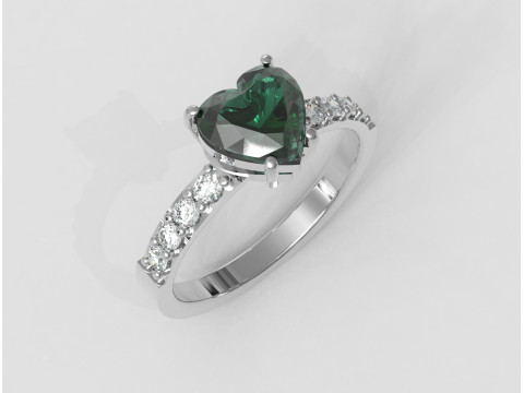 7mm Heart Gemstone Ring 3D Print Model