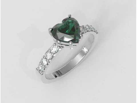 7mm Heart Gemstone Ring 3D Print Model