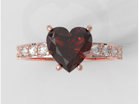 7mm Heart Gemstone Ring 3D Print Model