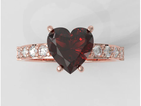 7mm Heart Gemstone Ring 3D Print Model