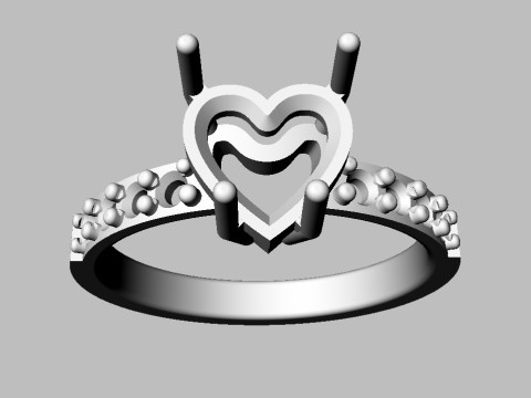 7mm Heart Gemstone Ring 3D Print Model