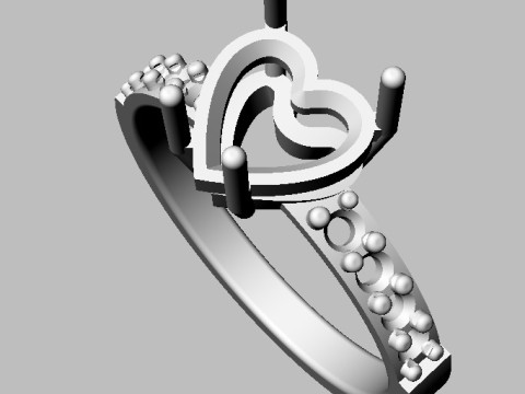 7mm Heart Gemstone Ring 3D Print Model