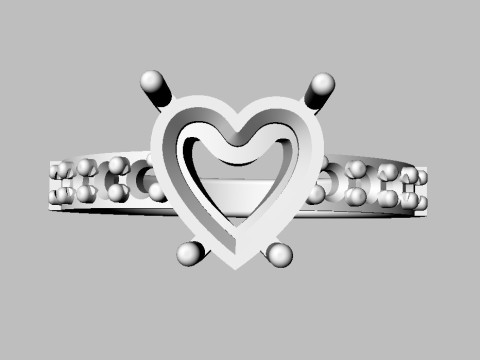 7mm Heart Gemstone Ring 3D Print Model