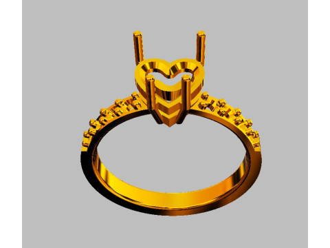 7mm Heart Gemstone Ring 3D Print Model
