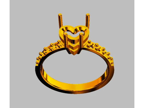 7mm Heart Gemstone Ring 3D Print Model