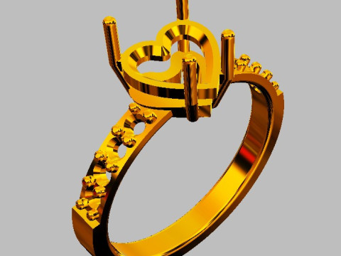 7mm Heart Gemstone Ring 3D Print Model