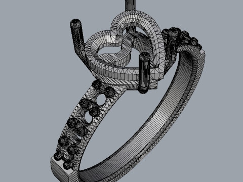 7mm Heart Gemstone Ring 3D Print Model