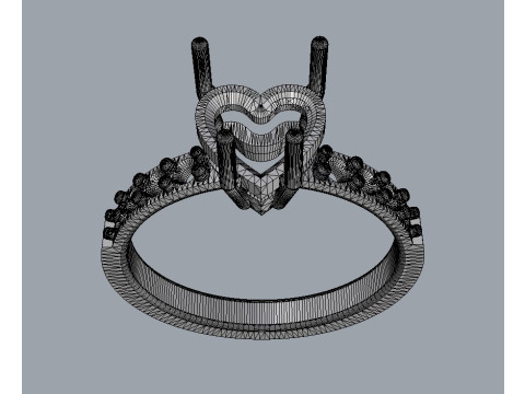 7mm Heart Gemstone Ring 3D Print Model