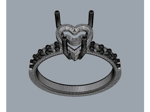 7mm Heart Gemstone Ring 3D Print Model