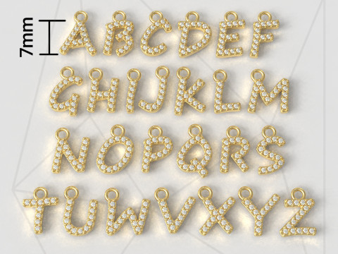 Alphabet Diamont Pendants - 7mm 3Dプリントモデル