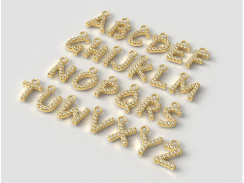 Alphabet Diamont Pendants - 7mm 3D Print Model