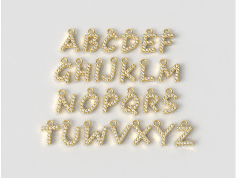 Alphabet Diamont Pendants - 7mm 3D प्रिंट मॉडल