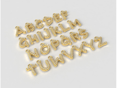 Alphabet Diamont Pendants - 7mm 3D प्रिंट मॉडल