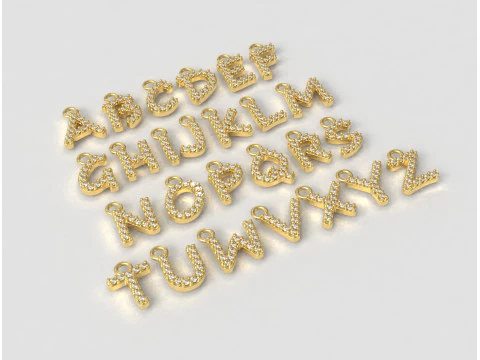 Alphabet Diamont Pendants - 7mm 3D Print Model