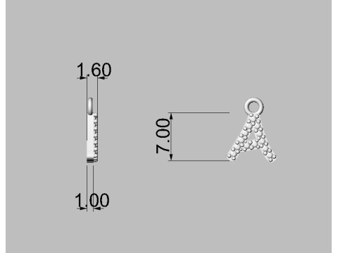 Alphabet Diamont Pendants - 7mm 3D प्रिंट मॉडल
