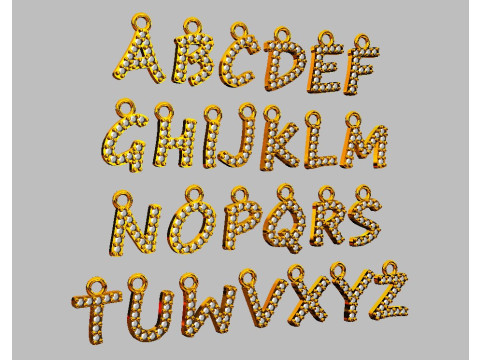 Alphabet Diamont Pendants - 7mm 3D प्रिंट मॉडल