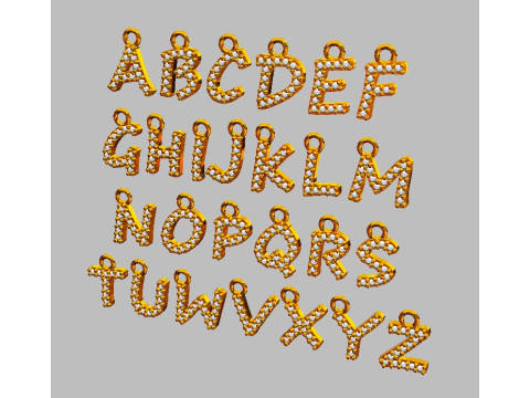 Alphabet Diamont Pendants - 7mm 3D प्रिंट मॉडल