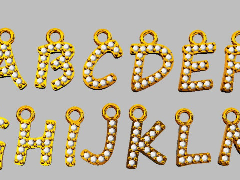 Alphabet Diamont Pendants - 7mm 3D प्रिंट मॉडल