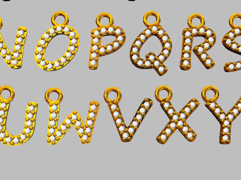 Alphabet Diamont Pendants - 7mm 3D प्रिंट मॉडल